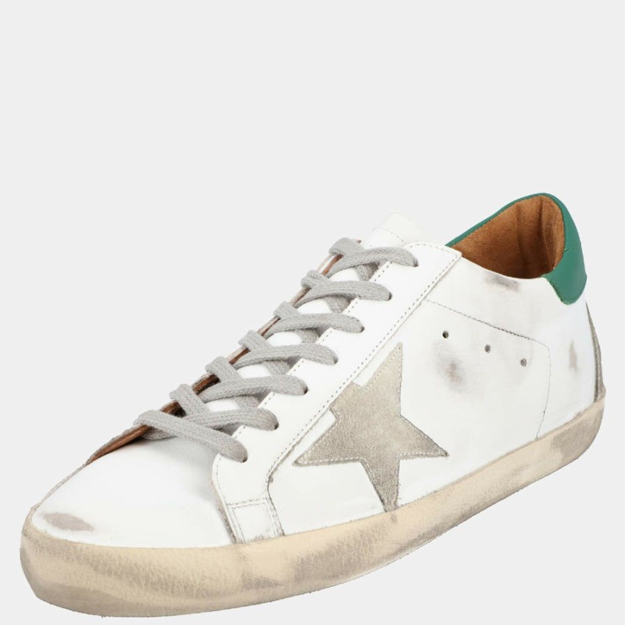 Men * | Golden Goose White/Green Leather Superstar Sneakers Size Eu 44 For Men Green,White