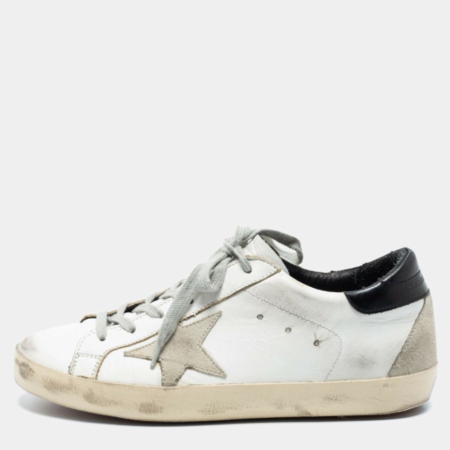 Women * | Golden Goose /Black Leather Superstar Low-Top Sneakers Size 38 For Women White