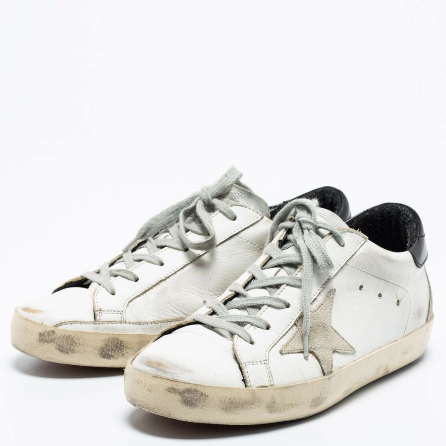 Women * | Golden Goose /Black Leather Superstar Low-Top Sneakers Size 38 For Women White