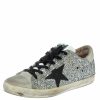 Women * | Golden Goose Glitter And Suede Superstar Low Top Sneakers Size 39 For Women Silver