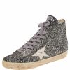 Women * | Golden Goose Glitter Fabric And Leather High Top Francy Sneakers Size 38 For Women Silver