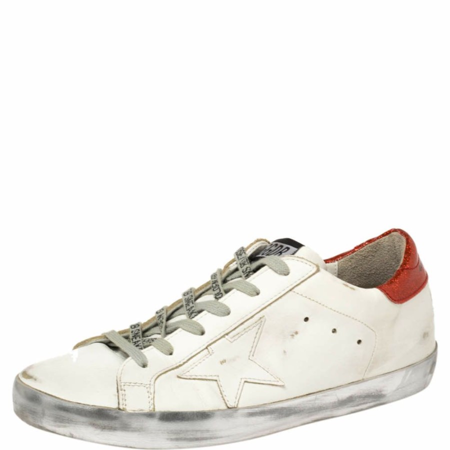 Women * | Golden Goose Leather Superstar Low Top Sneakers Size 40 For Women White