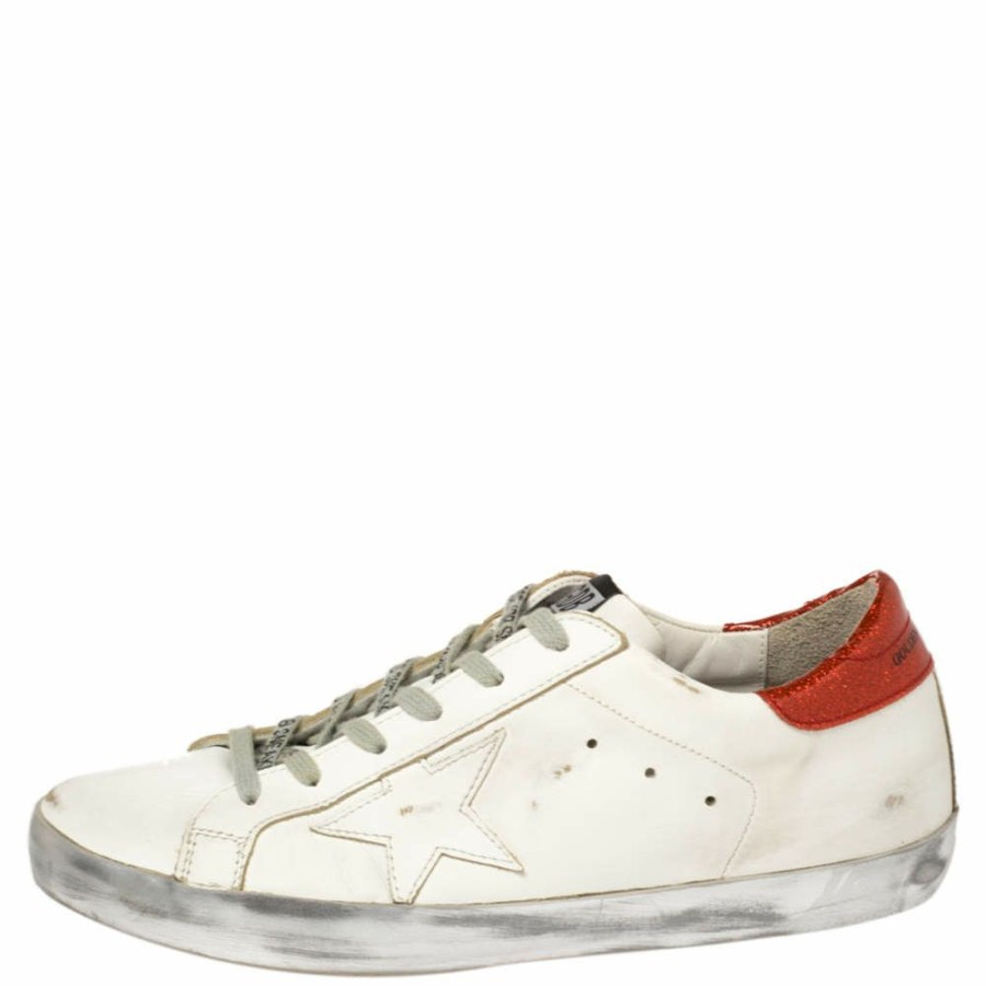 Women * | Golden Goose Leather Superstar Low Top Sneakers Size 40 For Women White