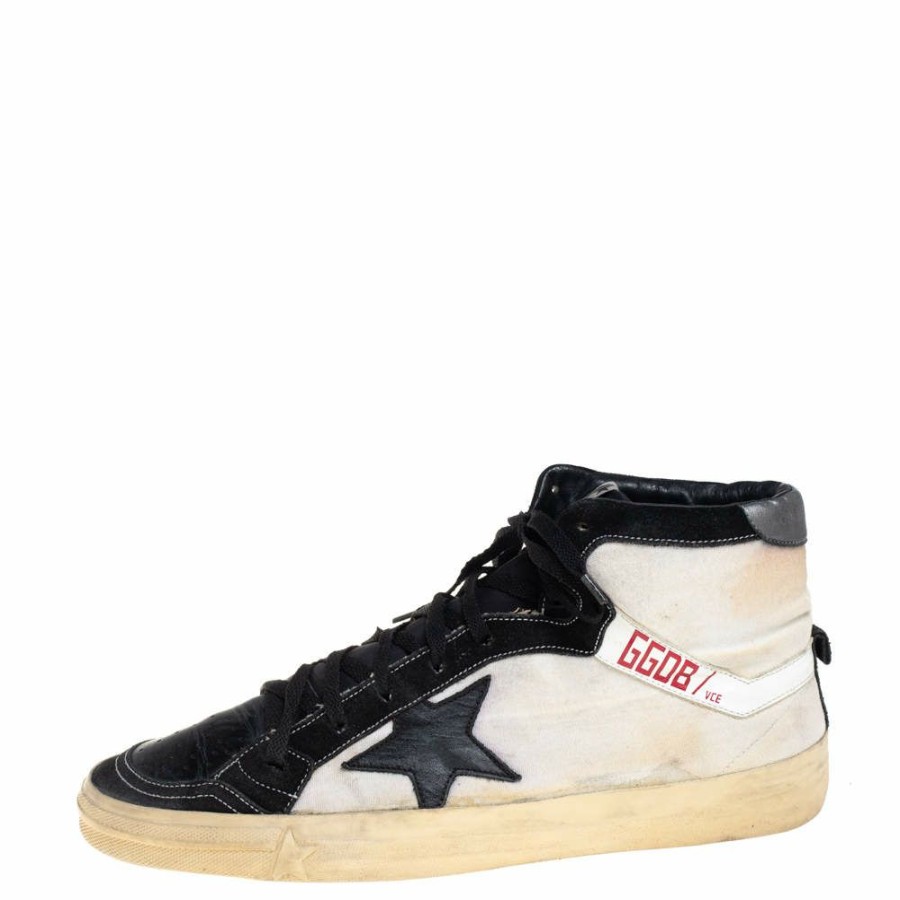 Men * | Golden Goose Leather And Canvas 2.12 High Top Sneakers Size 44 For Men Black