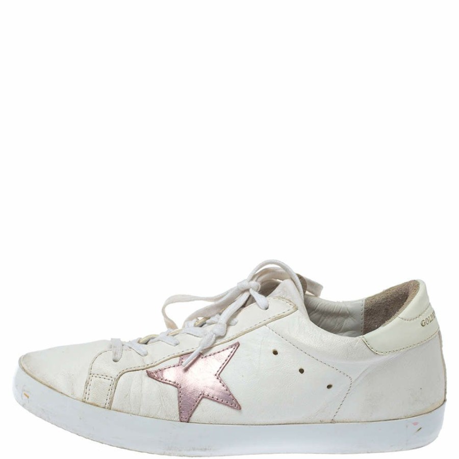 Women * | Golden Goose Leather Superstar Lace Up Sneakers Size 40 For Women White