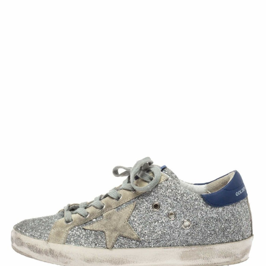 Women * | Golden Goose Suede And Glitter Super-Star Sneakers Size 38 For Women Silver