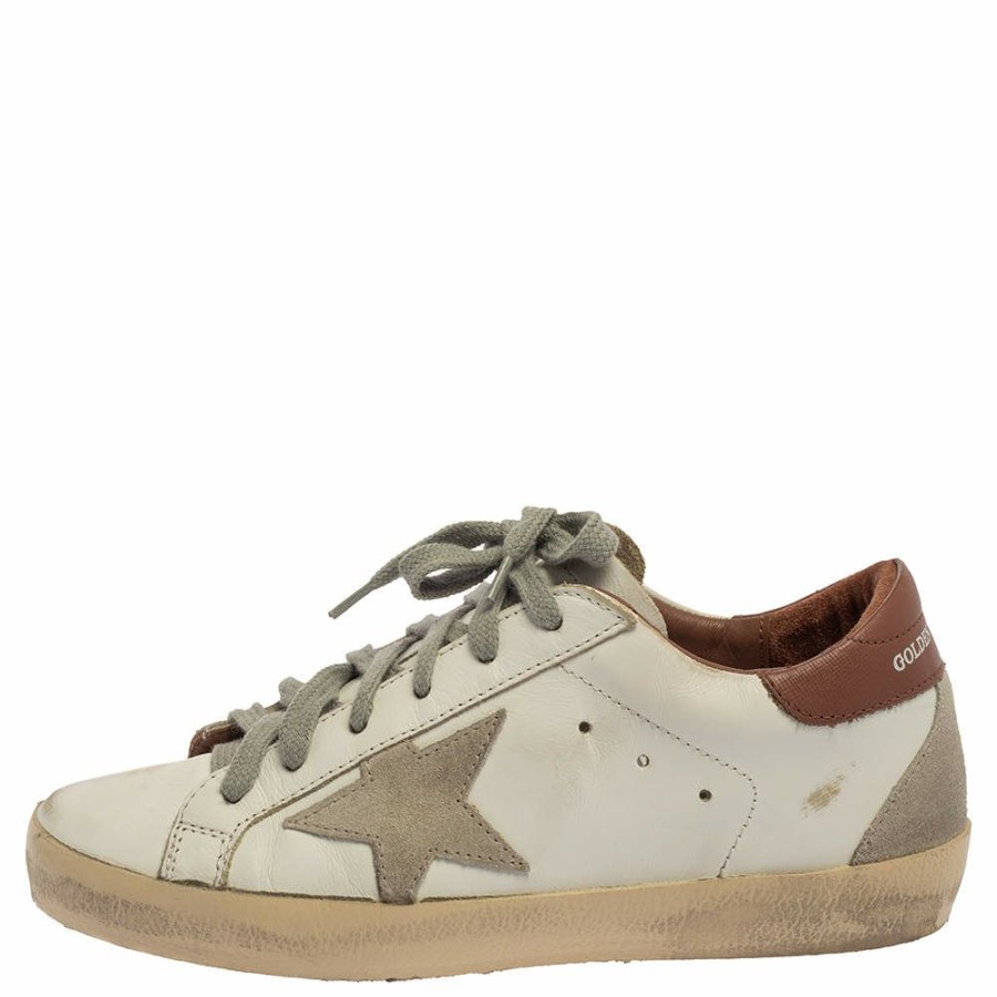 Women * | Golden Goose Leather Superstar Low-Top Sneakers Size 35 For Women White