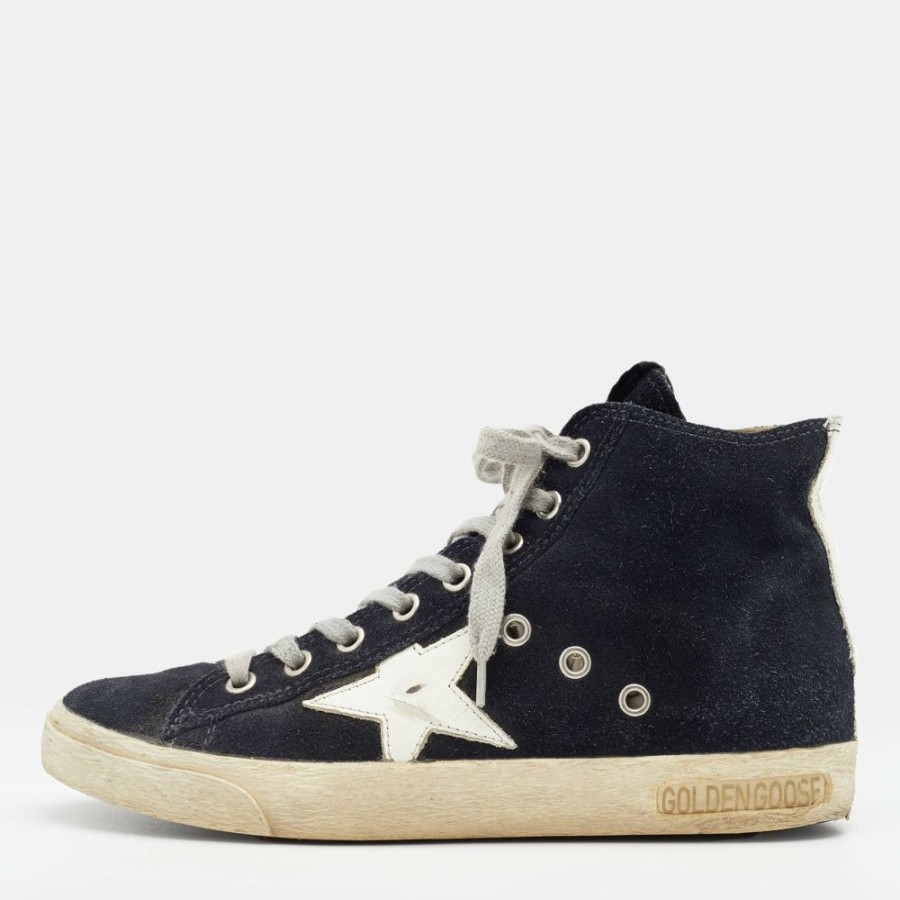 Women * | Golden Goose Denim Star Francy High Top Sneakers Size 36 For Women Blue