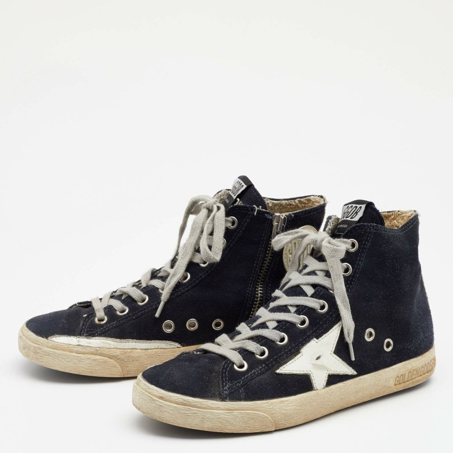 Women * | Golden Goose Denim Star Francy High Top Sneakers Size 36 For Women Blue