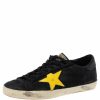 Men * | Golden Goose Nubuck And Yellow Leather Hi Star Sneakers Size 41 For Men Black