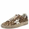 Women * | Golden Goose Leopard Print Calf Hair And Leather Stardan Sneakers 40 For Women Beige