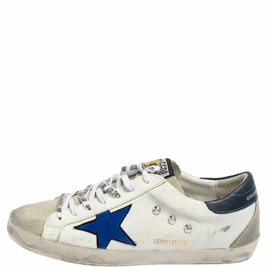 Men * | Golden Goose /Blue Leather And Suede Superstar Golden Day Sneakers Size 42 For Men White