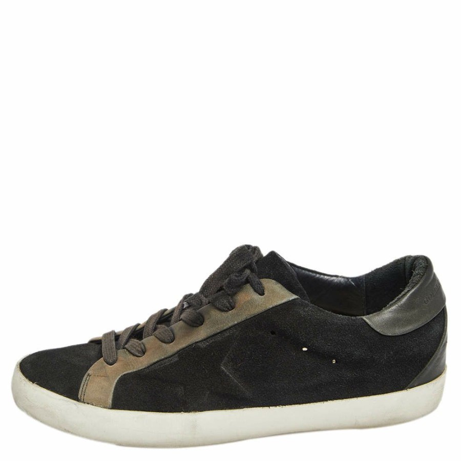 Women * | Golden Goose /Grey Suede And Leather Super Star Low Top Sneakers Size 37 For Women Black