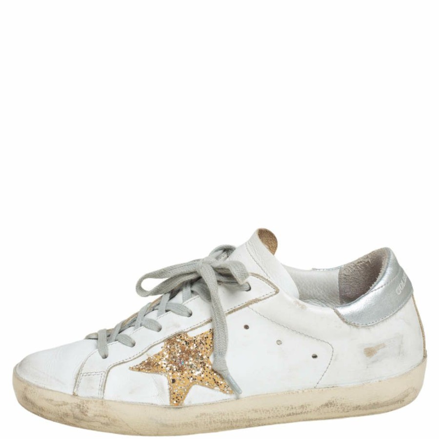 Women * | Golden Goose Leather Superstar Lace Up Sneakers Size 36 For Women White