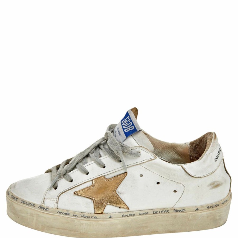 Women * | Golden Goose /Gold Leather Hi Star Low Top Sneakers Size 37 For Women White