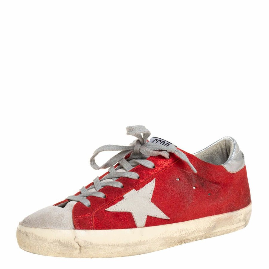 Women * | Golden Goose Suede Superstar Low Top Sneakers Size 39 For Women Red