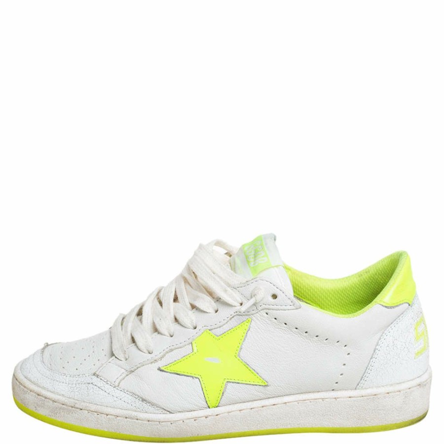 Women * | Golden Goose Leather Ballstar Low Top Sneakers Size 37 For Women White