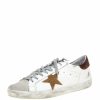 Men * | Golden Goose Brown/ Leather And Suede Distressed Superstar Sneakers Size 43 For Men White