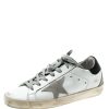 Women * | Golden Goose /Silver Leather And Suede Superstar Lace Up Sneakers Size 36 For Women White