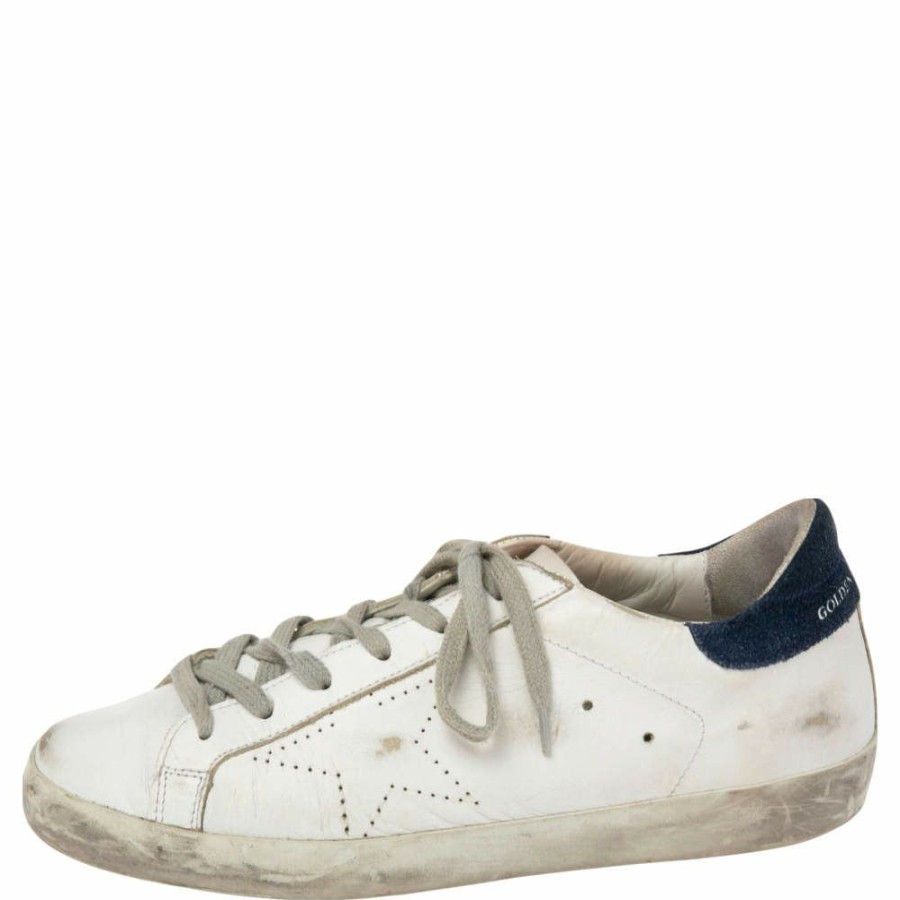 Women * | Golden Goose /Blue Leather Superstar Sneakers Size 39 For Women White