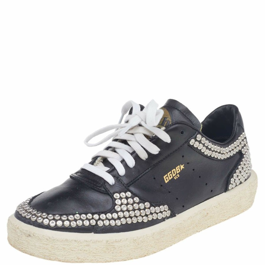 Women * | Golden Goose Leather Studded Low Top Sneakers Size 38 For Women Black