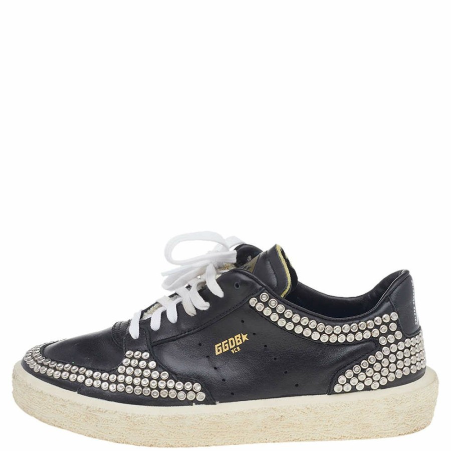 Women * | Golden Goose Leather Studded Low Top Sneakers Size 38 For Women Black