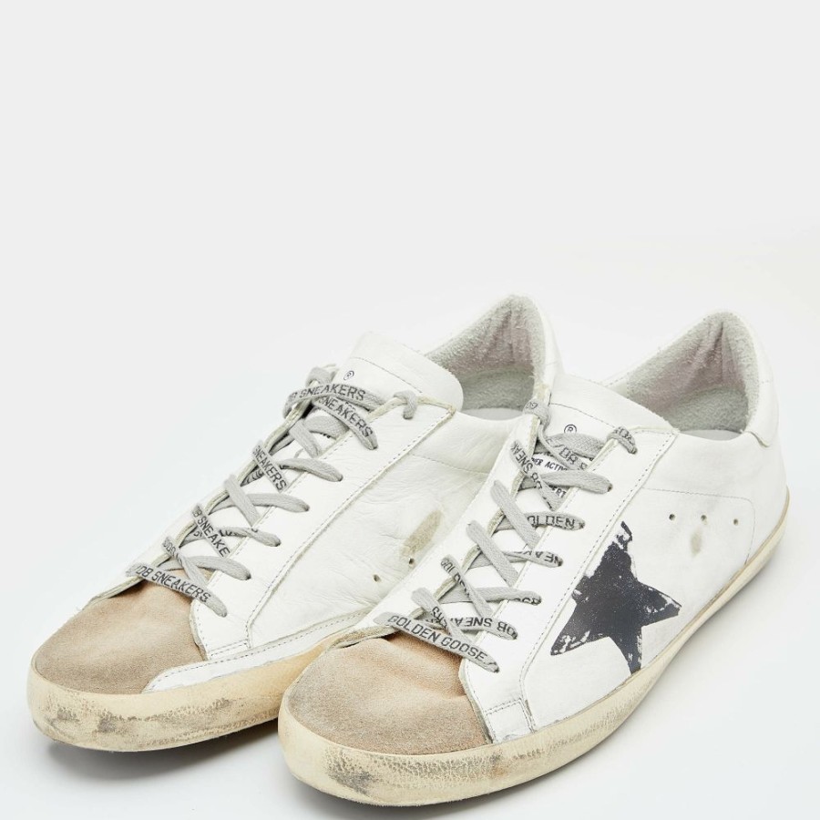 Men * | Golden Goose /Grey Leather And Suede Superstar Sneakers Eu 45 For Men White