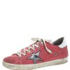 Women * | Golden Goose Denim And Metallic Silver Star Applique Low Top Sneakers Size 39 For Women Pink