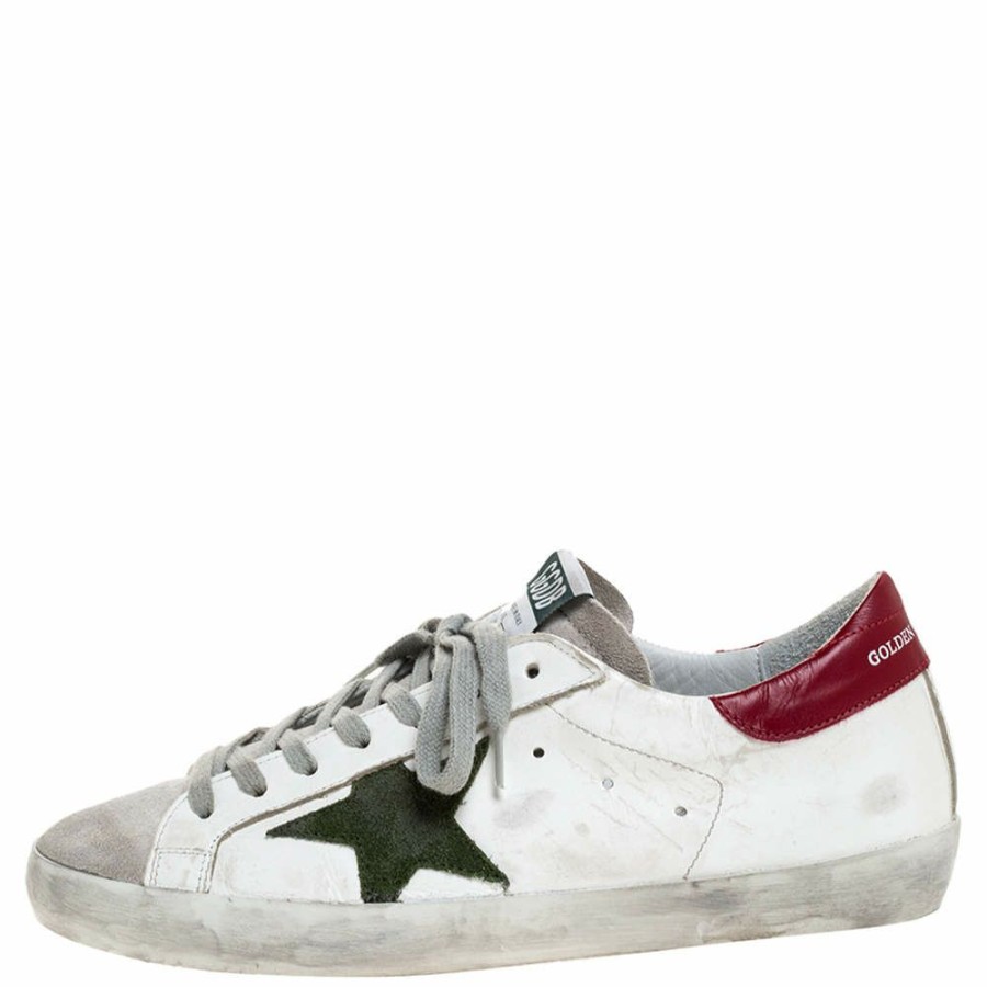 Men * | Golden Goose Leather And Suede Superstar Lace Up Sneakers Size 41 For Men White