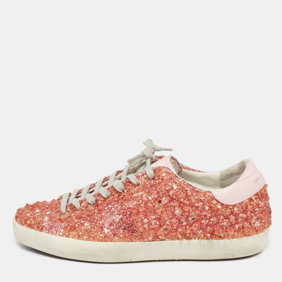 Women * | Golden Goose Pcv And Glitter Superstar Lace Up Sneakers Size 41 For Women Orange