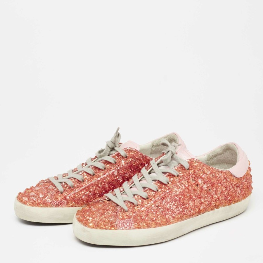 Women * | Golden Goose Pcv And Glitter Superstar Lace Up Sneakers Size 41 For Women Orange