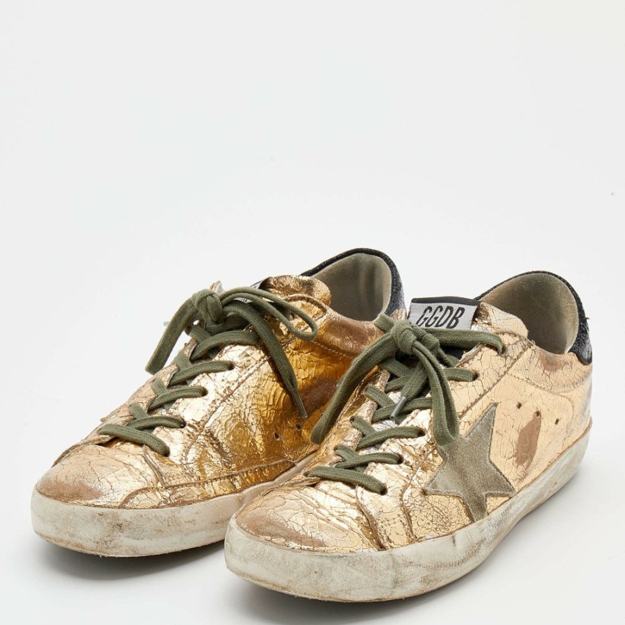 Women * | En Goose Laminated Leather And Suede Superstar Sneakers Size 37 For Women Gold