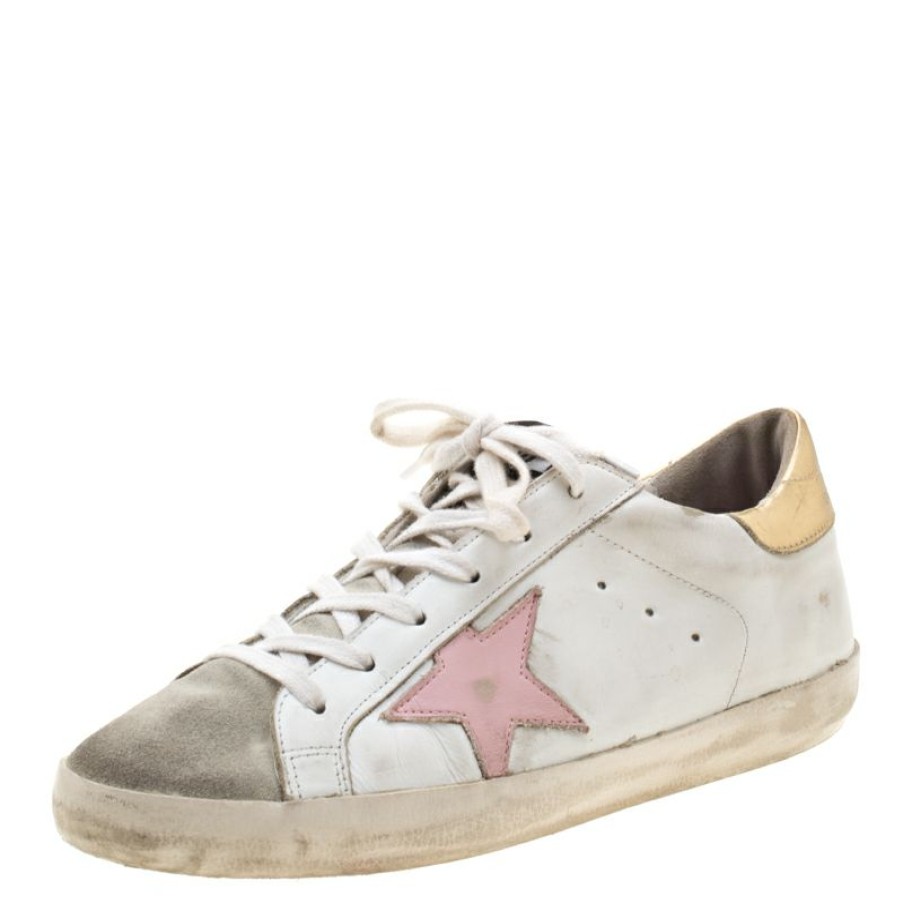 Women * | Golden Goose Leather/Suede Superstar Lace Up Sneakers Size 39 For Women White