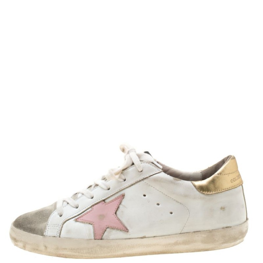 Women * | Golden Goose Leather/Suede Superstar Lace Up Sneakers Size 39 For Women White