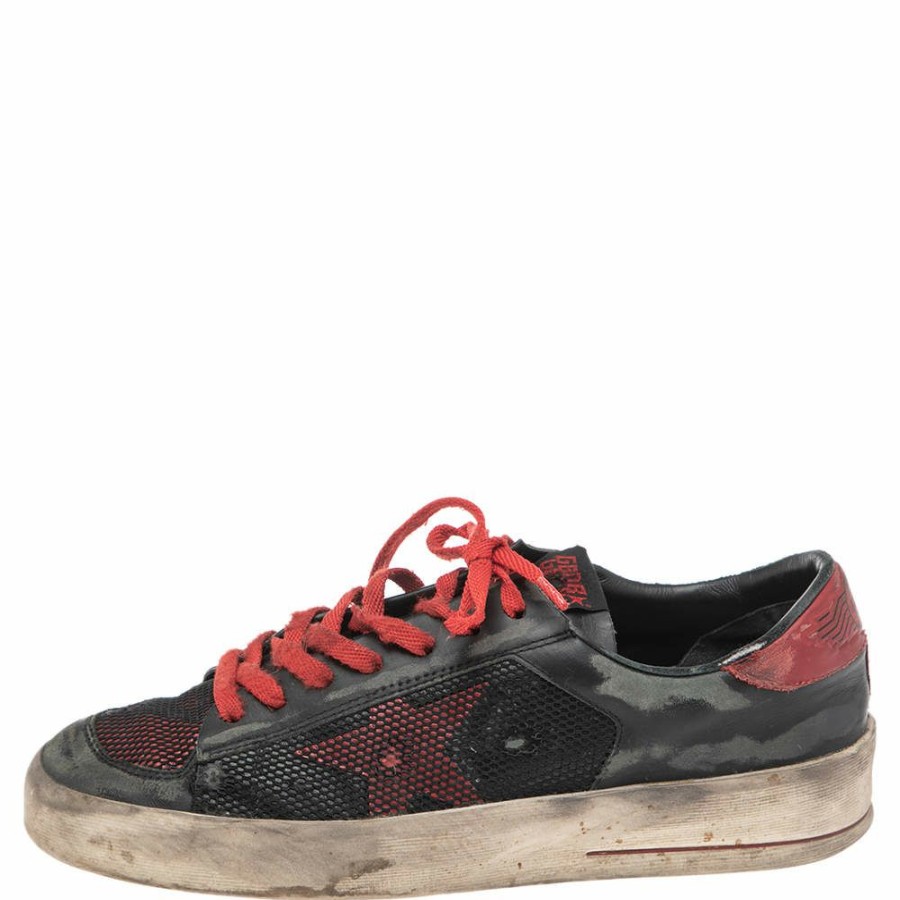 Men * | Golden Goose Lace And Leather Superstar Low Top Sneakers Size 43 For Men Black