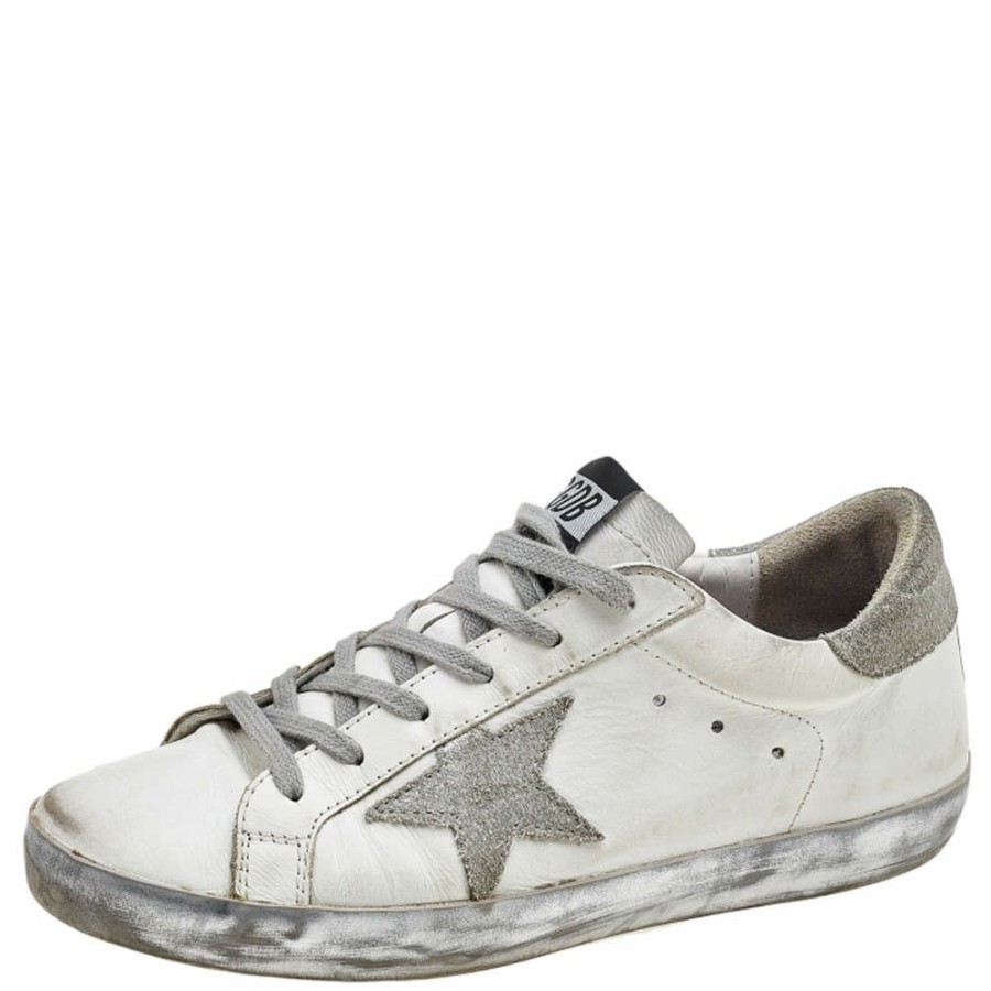 Women * | Golden Goose /Grey Leather And Suede Superstar Sneakers Size 38 For Women White