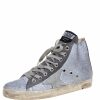 Women * | Golden Goose /Grey Glitter And Suede High Top Sneakers Size 36 For Women Silver