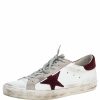 Men * | Golden Goose Leather And Suede Star Superstar Lace Up Sneakers Size 44 For Men White