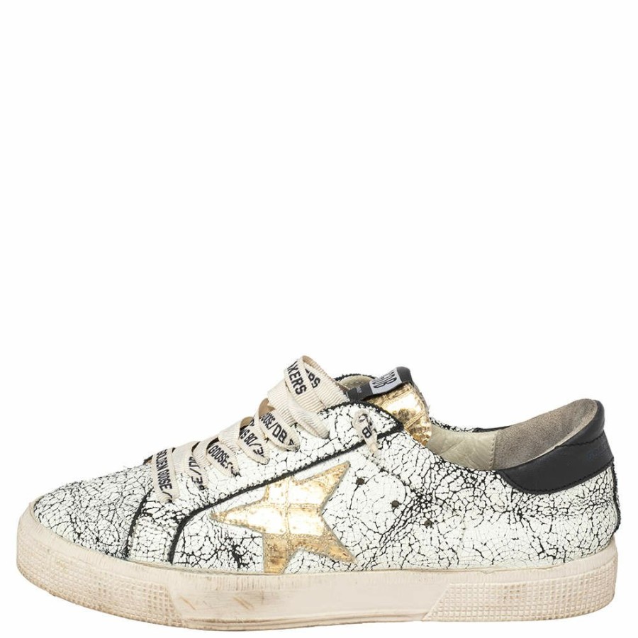 Women * | Golden Goose /Black Crackled Leather Superstar Low-Top Sneakers Size 39 For Women White