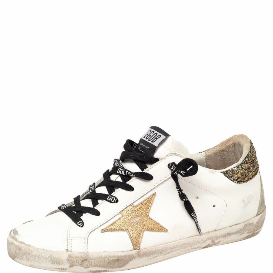 Women * | Golden Goose /Grey Leather And Suede Superstar Low Top Sneakers Size 40 For Women White