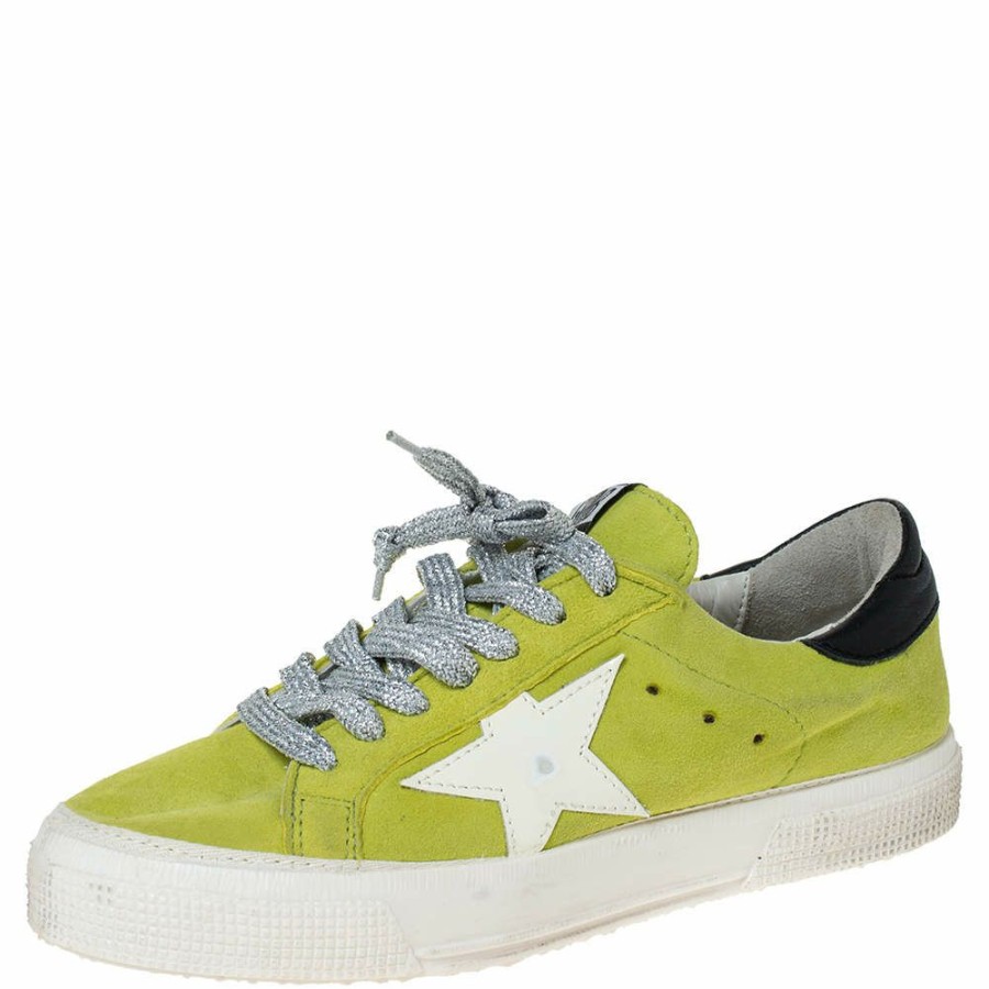 Women * | Golden Goose Suede Leather Superstar Lace Up Sneakers Size 37 For Women Yellow