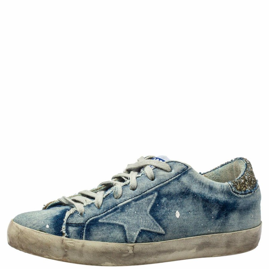 Women * | Golden Goose Denim Superstar Low Top Sneakers Size 37 For Women Blue