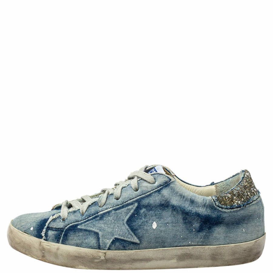 Women * | Golden Goose Denim Superstar Low Top Sneakers Size 37 For Women Blue