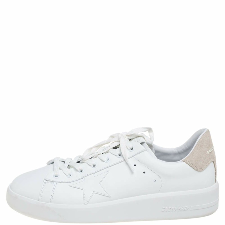 Men * | Golden Goose Leather And Suede Purestar Sneakers Size 46 For Men White