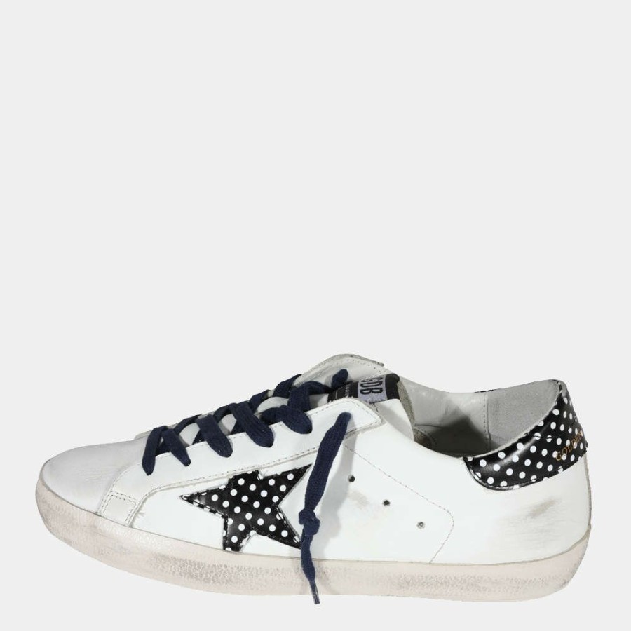 Women * | Golden Goose White/Black Polka Dots Superstar Sneaker Size Eu 39 For Women Black,White