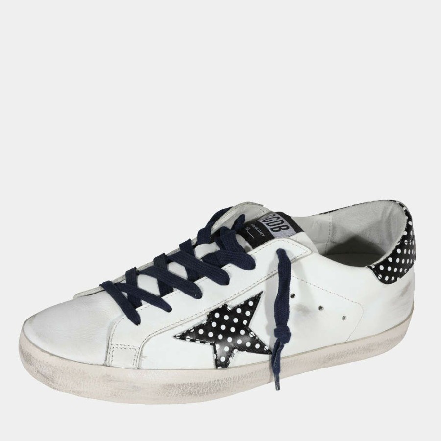 Women * | Golden Goose White/Black Polka Dots Superstar Sneaker Size Eu 39 For Women Black,White