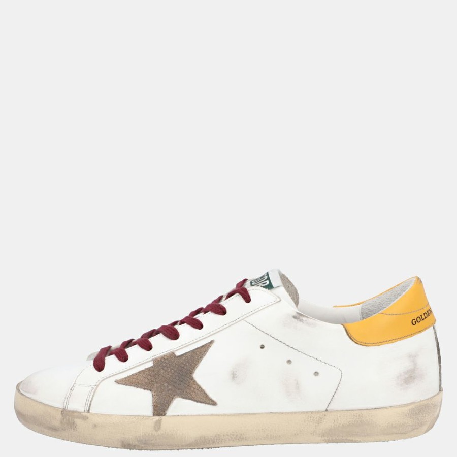 Men * | Golden Goose White/Yellow Leather Superstar Sneaker Size Eu 44 For Men Multicolor