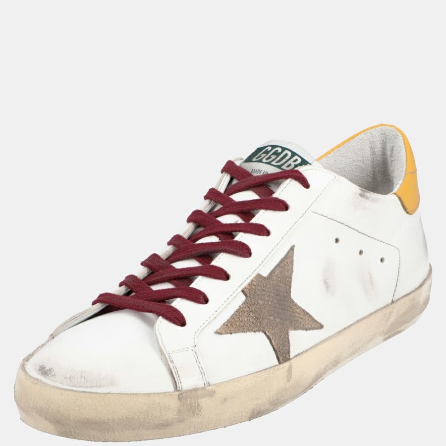 Men * | Golden Goose White/Yellow Leather Superstar Sneaker Size Eu 44 For Men Multicolor