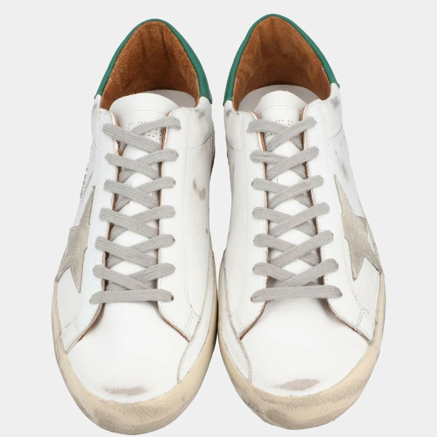 Men * | Golden Goose White/Green Leather Superstar Sneaker Size Eu 40 For Men Green,White