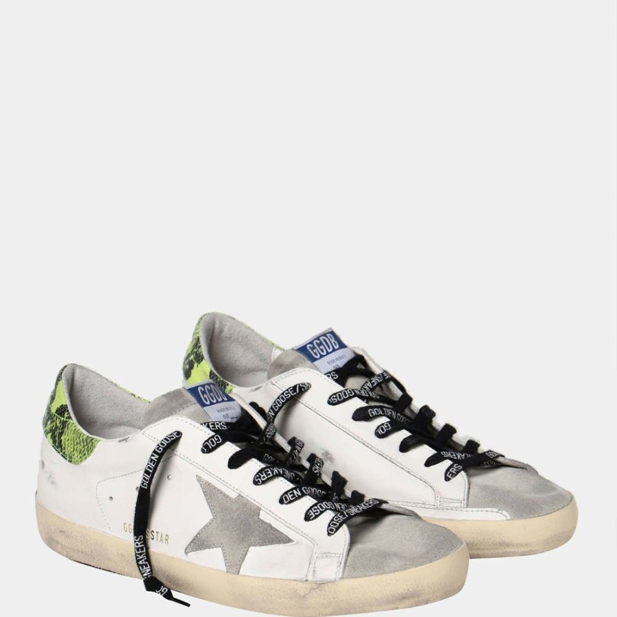 Men * | Golden Goose White Super-Star Classic Low-Top Sneakers Size Eu 42 For Men Multicolor